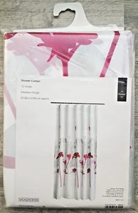 PREMIER SHOWER CURTAIN 12 HOOKS 180X180cm FLORAL PATTERN - Picture 1 of 5