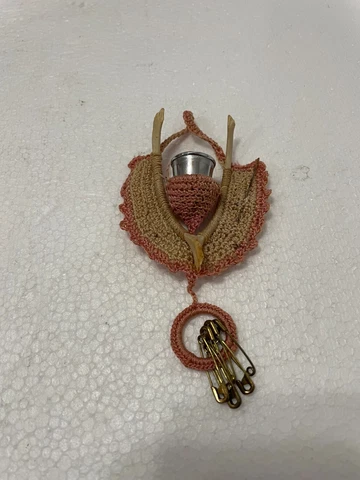 Vintage Sewing Wishbone Crochet Thimble Holder Unique Antique Rare Cover