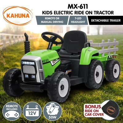 MX-611 Kahuna Electric Ride On Tractor w/ Dual Motors Detachable Trailer Remote - image 1 of 4