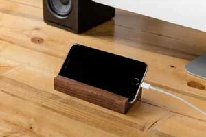 iPhone Stand Walnut Wooden Wood Holder Desktop Android Stand Smart Phone iPad - Picture 1 of 24