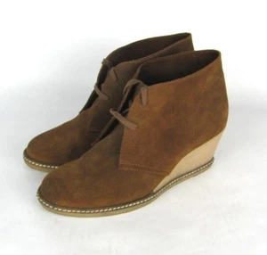 J CREW Macalister Womens 10 Brown Suede Wedge Booties Italy - Picture 1 of 12