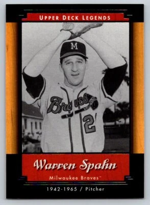 2001 Upper Deck Legends #48 Warren Spahn Milwaukee Braves - Image 1 of 2