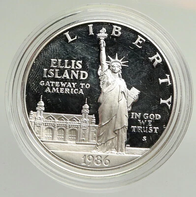 1986S UNITED STATES Ellis Island Statue of Liberty NY Proof Silver $ Coin i94788 - Image 1 of 3
