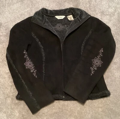 LL Bean Mujer Y2K Imitación Gamuza Sherpa Bordado Detalle Floral Mediano De Colección Foto 1 de 4
