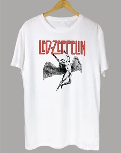 Vtg Led Zeppelin Band For Fans Cotton T Shirt For Men White Shirt C175 - Picture 1 of 5