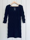 Tees by Tina Dress One Size Scoop Neck Stretchy Crinkle 3/4 Sleeve Black USA
