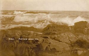BIDDEFORD MAINE ~ Real Photo / RPPC - Fortune's Rocks - Rocky Coast - 1908-1910