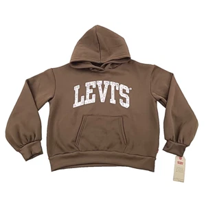 Levi’s Girls XL Pullover Hoodie Brown Floral Logo 13-15Yrs 155-159cm Fleece Soft - Picture 1 of 17