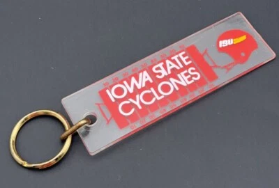 Vintage IOWA STATE CYCLONES Football Field Helmet KEYCHAIN 5” Clear Plastic 90’s - Image 1 of 4