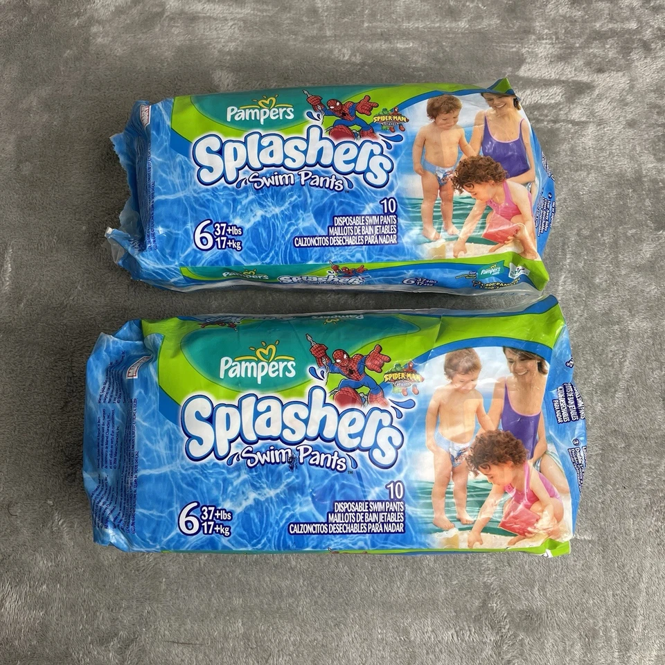 Pantalones de natación Pampers Splashers Spider-Man & Friends 2006 nuevos de colección talla 6 (2) paquete de 10 Foto 1 de 4
