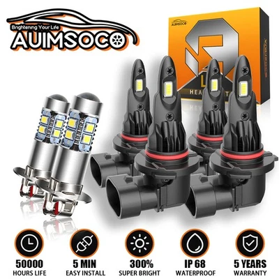 For Chevrolet S10 1994-1996 1997 6x 6000K LED Headlights Fog Bulbs Kits Bright - Image 1 of 4