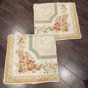RALPH LAUREN AUBUSSON FRESNEL 26” EURO SHAMS, Set Of 2 - Picture 1 of 4