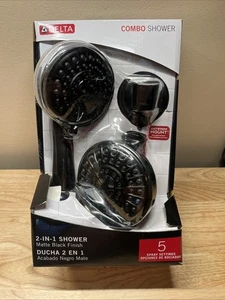 Delta Spray Matte Black Round Shower Head with Handheld Combo 75590BL - Picture 1 of 8