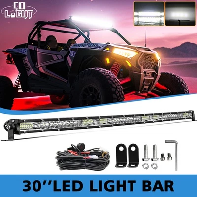 Slim 30" LED Light Bar Spot Flood Wire For Polaris RZR XP 4 1000 XP 900 800 S - Image 1 of 4