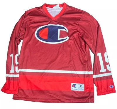 Vintage Champion Mens L (40) Long Sleeve Hockey Jersey Authentic VTG Shirt - Image 1 of 4
