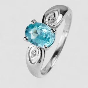 Dainty Sky Blue Zircon 925 Sterling Silver White Gold Plated Minimalist Rings - Picture 1 of 9