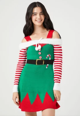 Mini Vestido Elfo Menta Para Mujer Talla GRANDE Vacaciones Navidad Bastón de Caramelo Santa Foto 1 de 4