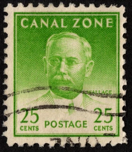 Canal Zone Stamp Scott # 140 Used F-VF - 25 Cents Green Wallace Portrait Issue - Picture 1 of 1