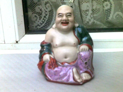 Vintage Chinese Republic Period Porcelain hand painted Laughing Buddha  - Image 1 of 4