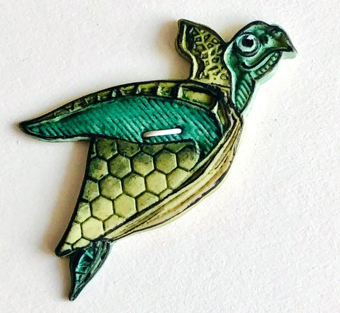 Sea Turtle Porcelain Ceramic Large Button, Sew Through Cover
