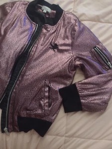 Disney D-Signed DESCENDANTS Girls Sz XL Pink Metallic Glittery Zipper Jacket - Picture 1 of 5