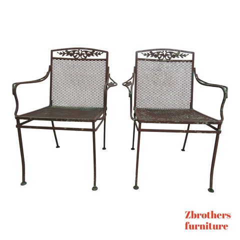 Pair Vintage Woodard Daisy Arm Chairs Outdoor Patio Porch A Cover