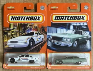 2020 Matchbox CHEVY CAPRICE CLASSIC 32/100 & 1975 CHEVY CAPRICE 86/100, Lot Of 2 - Picture 1 of 2
