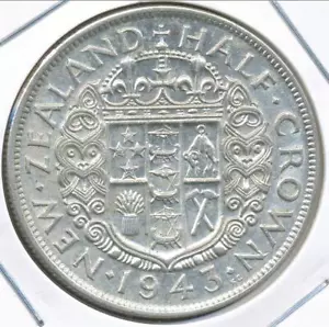 New Zealand, 1943 1/2 Crown, George VI (Silver) - Extra Fine - Imagen 1 de 3