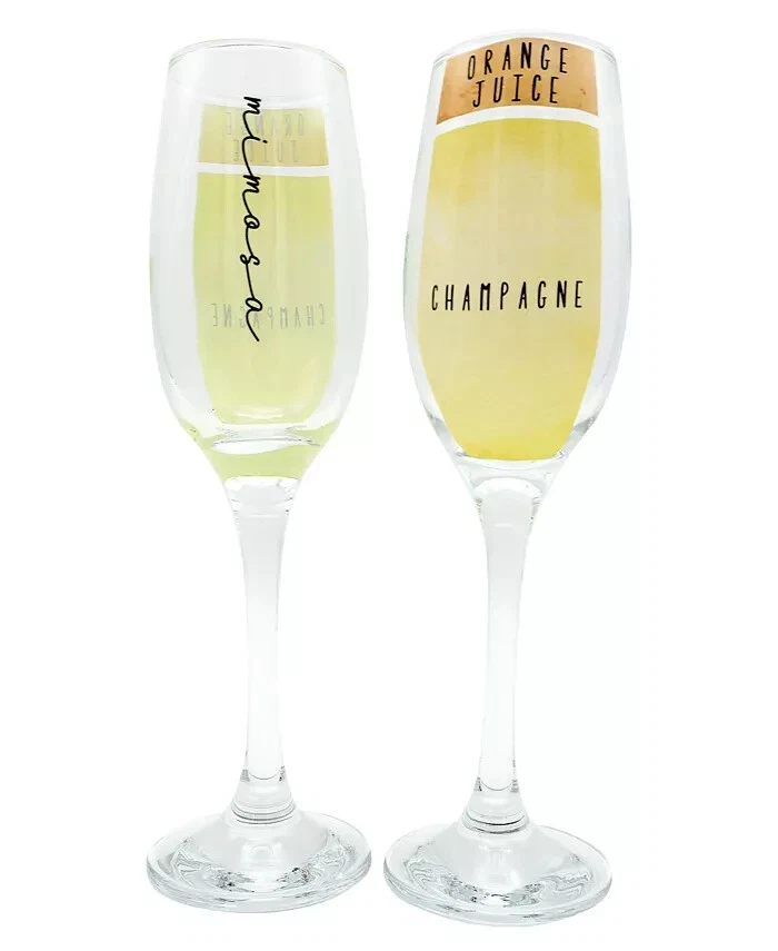 TMD HOLDINGS Mimosa Orange Juice Champagne Craft Stemmed Flute Glasses Set of 2