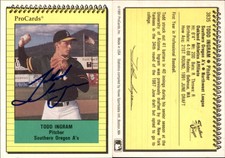 Todd Ingram Signed 1991 ProCards #3835 Card Southern Oregon A's Auto AU