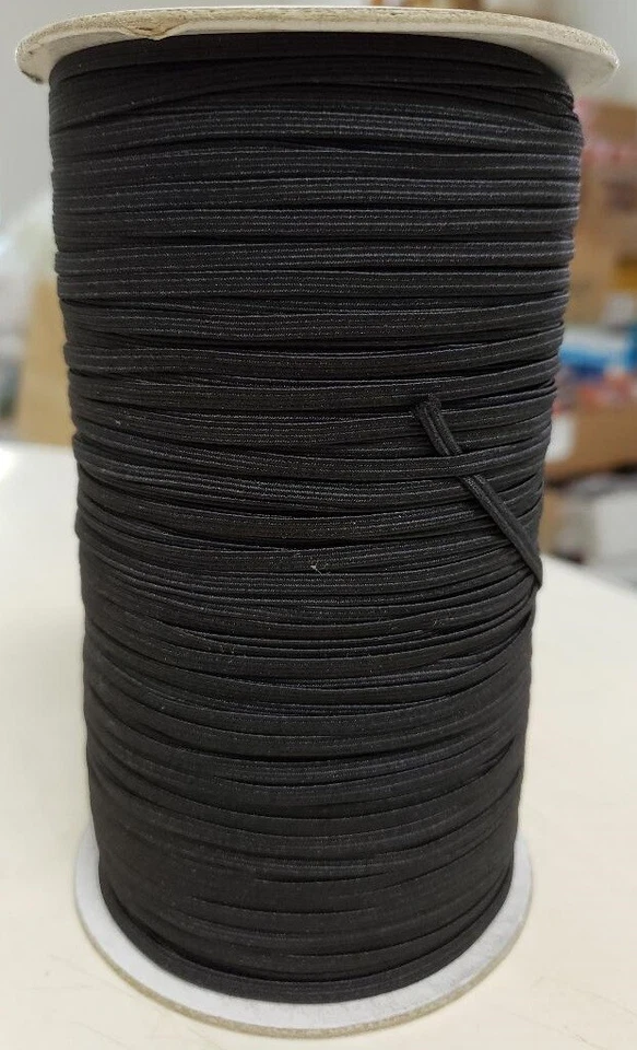 Banda elástica de 1/8 de pulgada de ancho (3 mm) negra de 5 a 10 yardas para costura de ropa de máscara Foto 1 de 1