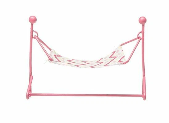 Miniature Pink Metal Hammock, Fairy Garden Hammock, Outdoor Summer Fun Miniature - Image 1 of 1