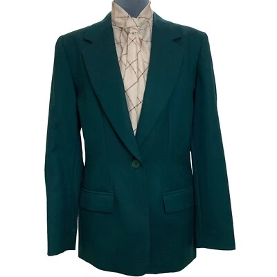 Vintage 90s Pendleton Womens Medium 10 Virgin Wool One Button Green Blazer - Image 1 of 4