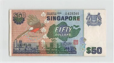 SINGAPORE 50 Dollars 1977, P-13b Bird Series, A/41 428346, Original EF.   A8 - Image 1 of 2