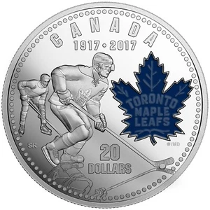 2017 Canada $20 100th Anniversary of Toronto Maple Leafs - Pure Silver Coin - Picture 1 of 3