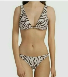 GIANNI BINI TWO PIECE BIKINI ZEBRA PRINT BATHING SUIT BLUSH BROWN SIZE XS - Picture 1 of 5