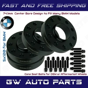 4Pc BMW 5x120 Wheel Spacers Kit 30mm Thick I.D 74.1mm With Bolts Fits Model E39 - Picture 1 of 2