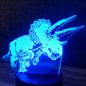 3D Triceratops Dinosaur Acrylic for LED Lamp (Acrylic Only. Base Not Included) - Picture 1 of 10