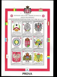 Prova di stampa S.M.O.M stemmi delle nazioni con convenzione postale 1989 1992 - Imagen 1 de 1