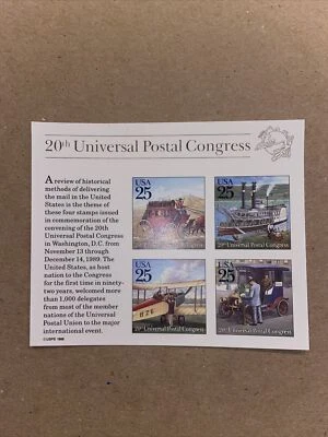 US Scott # 2438 - US Souvenir Sheet Of 4 - Universal Postal Congress- MNH-1989 - Image 1 of 2