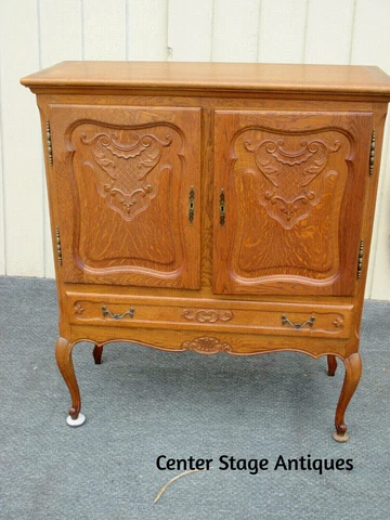 63069 Oak Louis XV Storage Cabinet Liquor Cabinet Cover