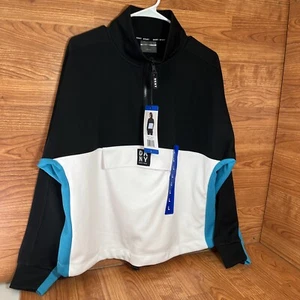 Suéter Deportivo Pullover 1/2 Cremallera Negro/Blanco/Azul Talla Grande DKNY Sport - Imagen 1 de 7