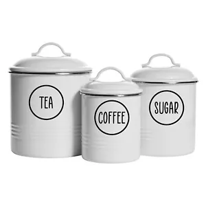 Tea Coffee Sugar Circle Modern Design Kitchen Jar Canister Labels Vinyl Stickers - Picture 1 of 19