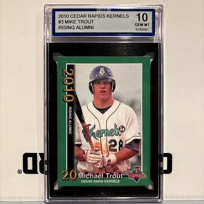 2010 Cedar Rapid Kernels Mike Trout #3 ISA 10 Gem MINT - Rising Alumni - Image 1 of 2