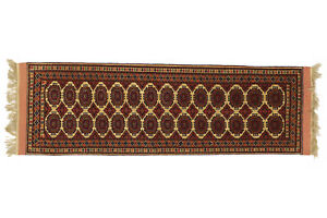 Afghan Mauri Kabul Carpet Hand Knotted 80x200 Runner Red Geometric Wool Socks