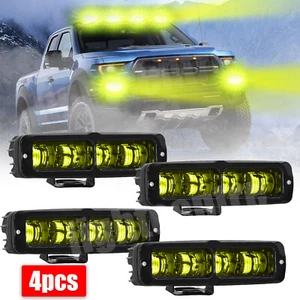 4X 6inch Yellow Amber LED Driving Work Lights Bar Spot Pods Fog Lamp Offroad SUV - Bild 1 von 9