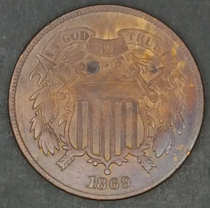 1869 - Two Cent Piece - Nicely Circulated - VF (C-004) - Picture 1 of 2