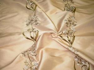 10 YDS 100% SILK FLORAL EMBROIDERED ELEGANT DRAPERY UPHOLSTERY FABRIC FOR LESS - Picture 1 of 4