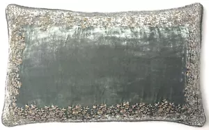 Anke Drechsel Cushion JAMILA FRAME Perfect Blue Gold Kissen Bestickt Himmel Blau - Bild 1 von 11