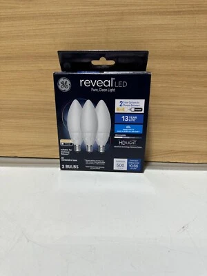 GE 3pk 5.5 Watts Color Select Warm White or Reveal Candelabra Base Reveal LED - Image 1 of 4